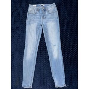 Vigoss Marley Skinny Jeans Distressed Raw Hem Light Wash Denim Size‎ 24